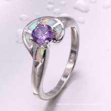 fashion jewelry 2018 wholesale rhodium plated purple zircon and opal ring